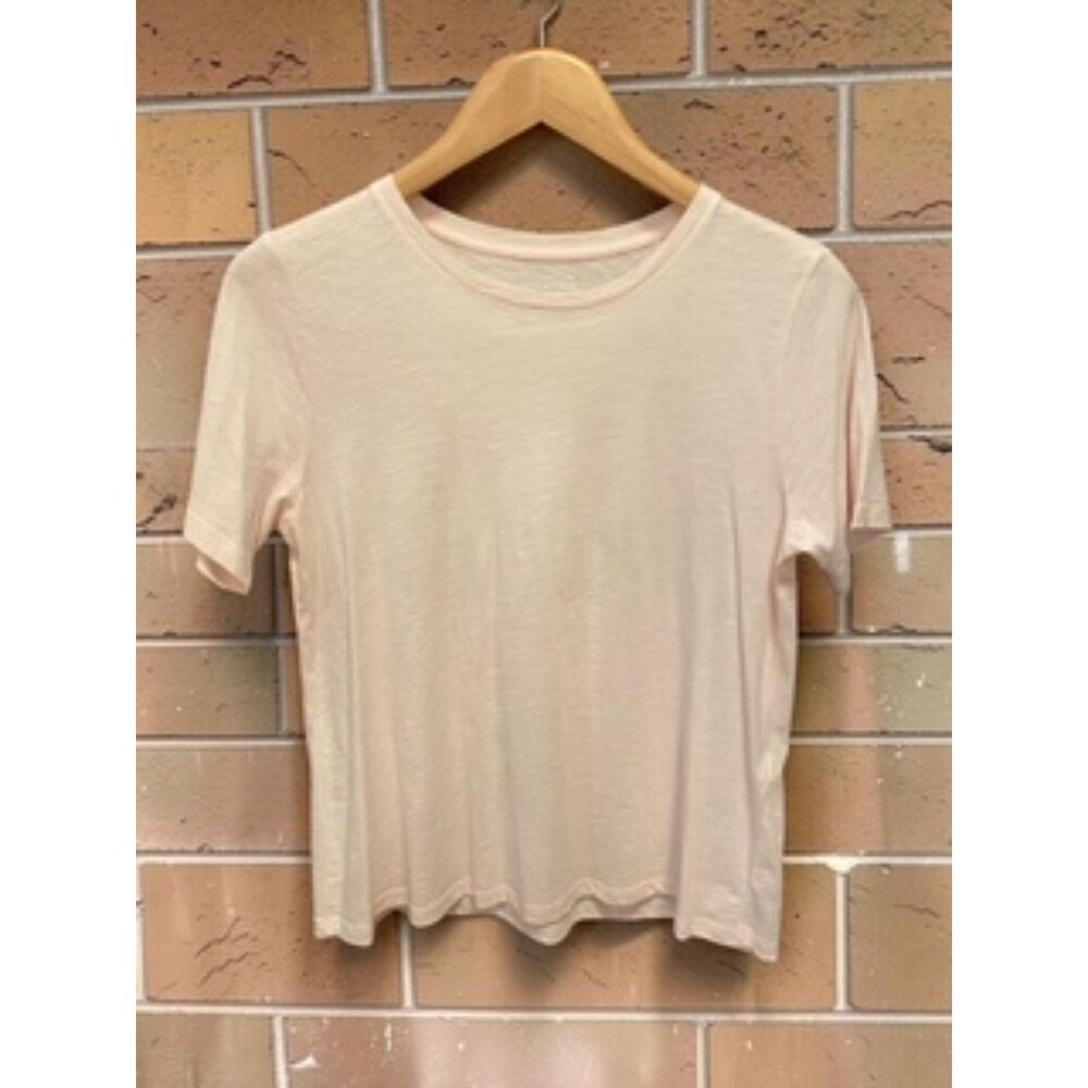 Eileen Fisher Organic Cotton Slub Crew Neck Tee Shirt Peach Pink XXS